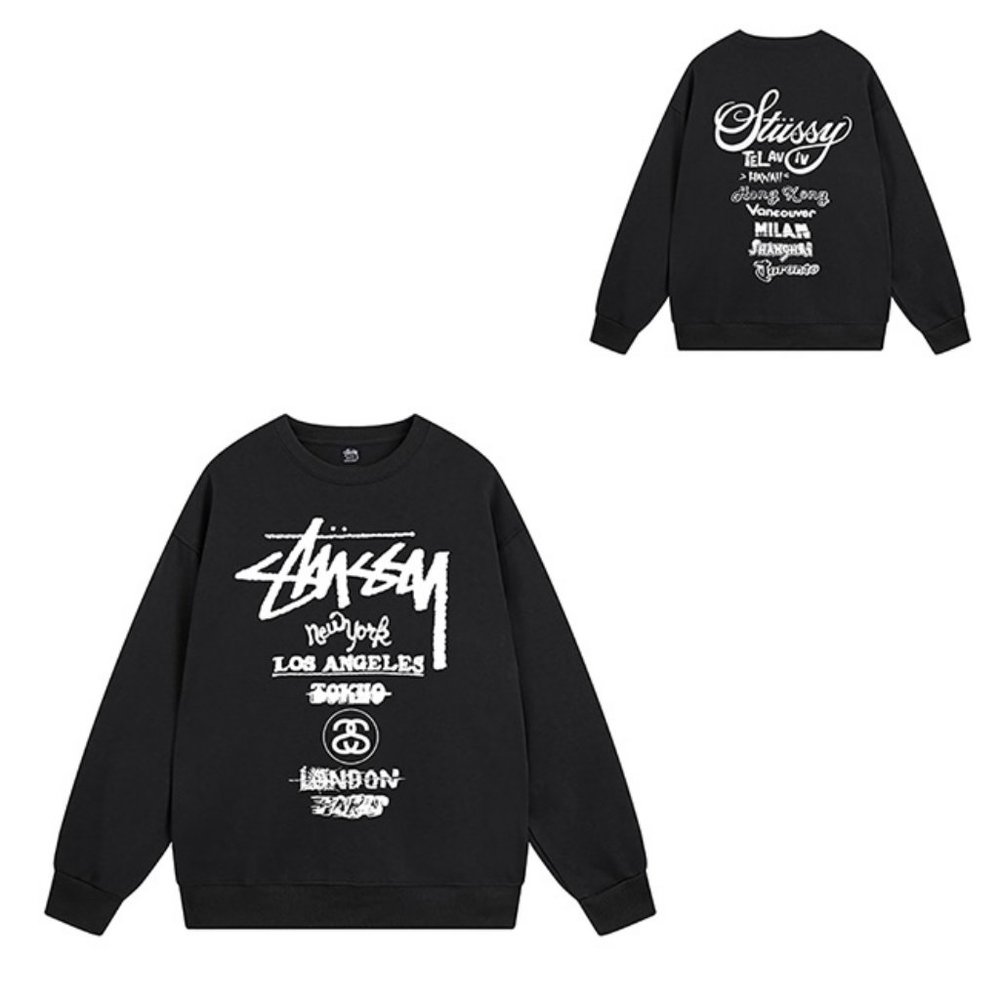Stussy Sweatshirt World Tour Crew Sweat Black